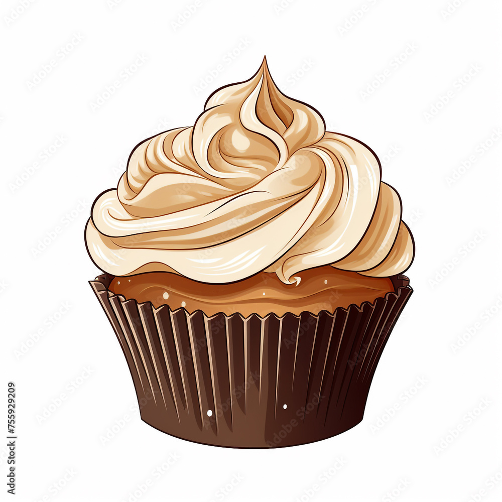 a cute nursery cupcake isolated, plain white background сreated with Generative Ai a cute nursery cupcake isolated, plain white background сreated with Generative Ai
