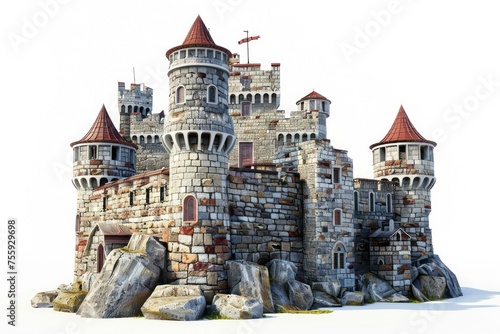 medieval castle in a white background