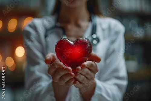 Medical Compassion  Doctor Holding Heart Symbol generative ai