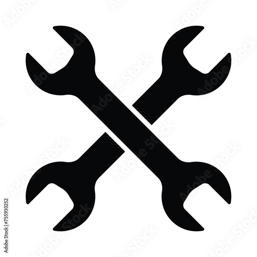 Crossed wrench vector illustration, clipart style logo, maintenance icon
