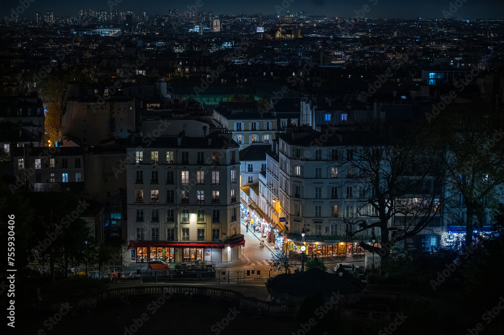 Parisian Neighborhood at Night