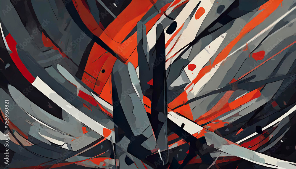 Abstract painting on the concept of depression and panic attacks. Mix of colors that recall the concept of Anxiety and Heavy Burden. Abstract art. Negative emotions and mental health concept. - obrazy, fototapety, plakaty 