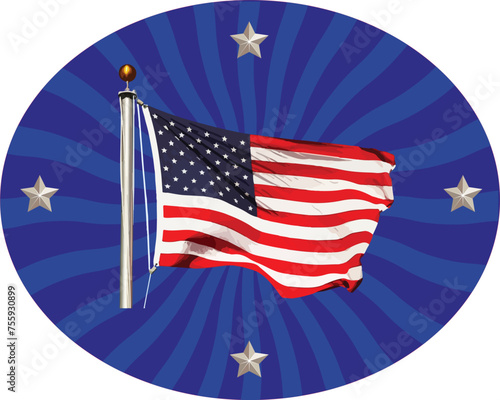 United States Flag in blue field with rays vector image