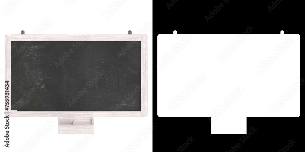 3D rendering illustration of a wall mounted chalkboard 3D rendering illustration of a wall mounted chalkboard