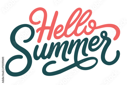 the word hello summer is written on a transparent background
