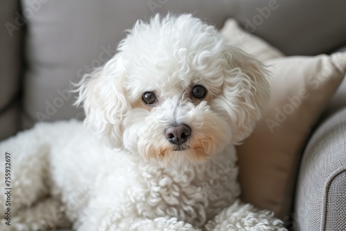 Rambunctious Adorable bichon dog. Domestic animal studio canine sweet. Generate Ai