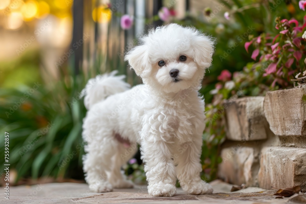 Intelligent Adorable bichon dog. Domestic animal studio canine sweet. Generate Ai