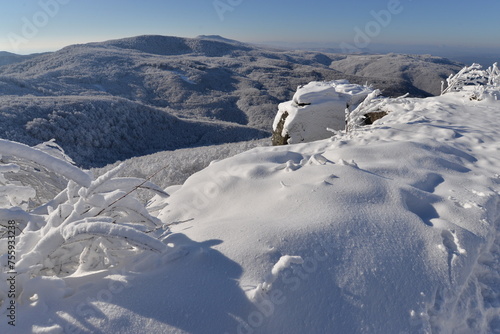 Amazing winter landscape with Vihorlat mountains photo