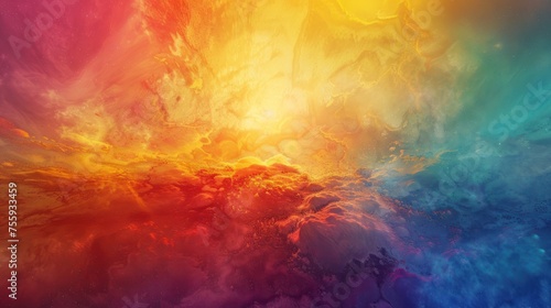 Abstract colorful painting of surreal sunset or sunrise textures landscape. AI generated image