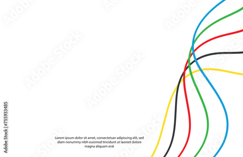 Abstract multicolored background. Vector graphics for design. lines, texture. Abstract curly line with olympics color.
