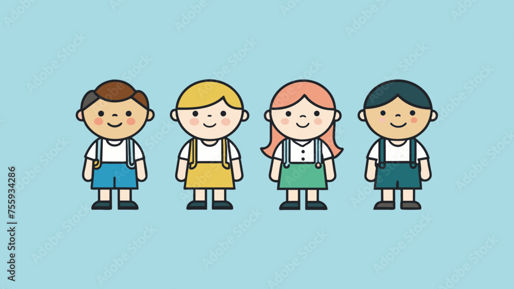 School Children Vibrant Vector Cartoons for a Playful Learning Atmosphere School Children Vibrant Vector Cartoons for a Playful Learning Atmosphere