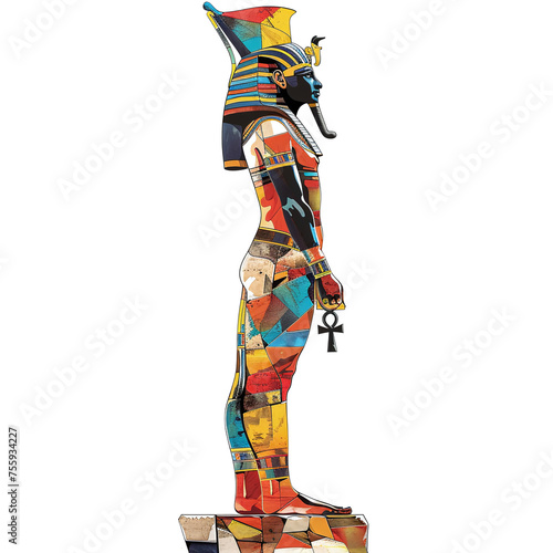 egyptian statue isolated against transparent background