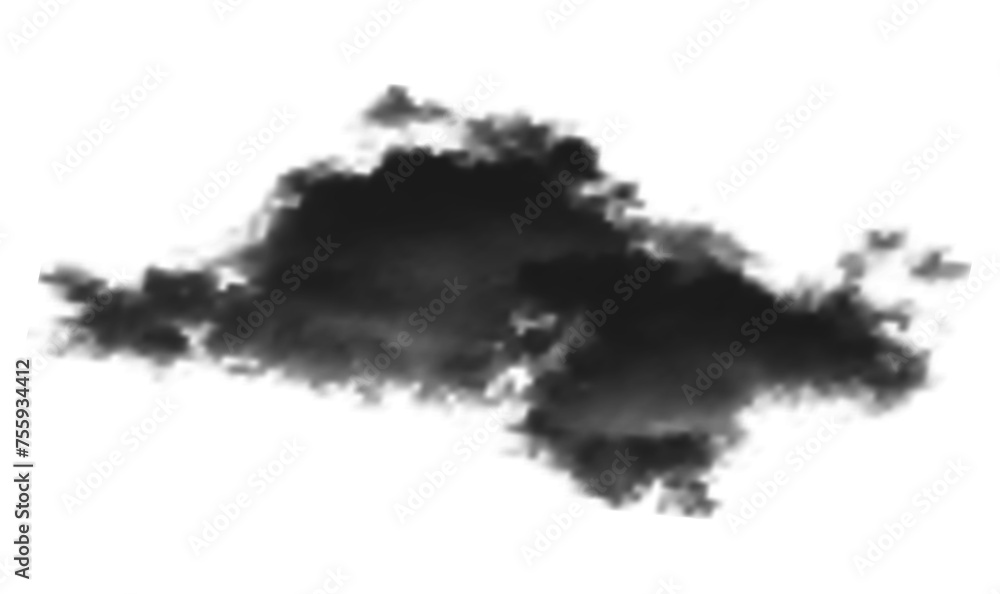 Black soft cumulus cloudscape cut out specials effect png file