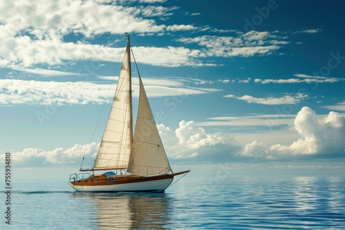 Adult sailing boat. Travel holiday. Generate Ai