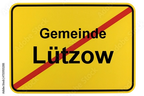 Illustration eines Ortsschildes der Gemeinde Lützow in Mecklenburg-Vorpommern