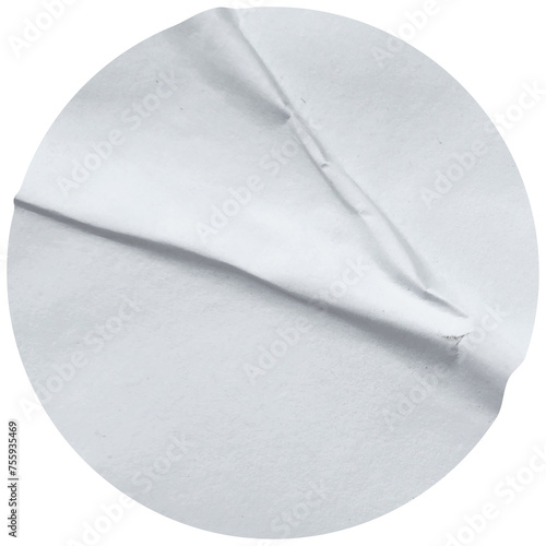 Blank white round paper sticker label isolated on white background with clipping path