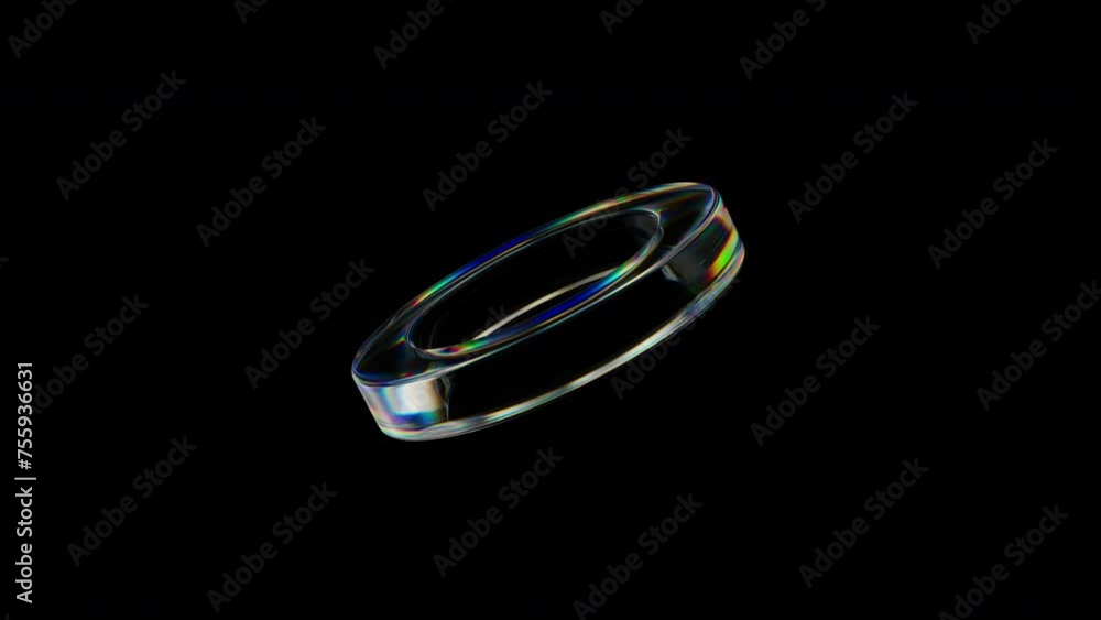 3d Transparent rotating glossy tube with dispersion effect. Rainbow colors reflection glass. 3d render animation loopable 3d Transparent rotating glossy tube with dispersion effect. Rainbow colors reflection glass. 3d render animation loopable