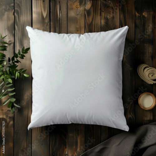 White Throw Pillow Mockup (ID: 755937821)