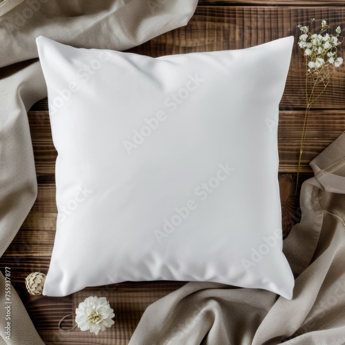White Throw Pillow Mockup (ID: 755937877)