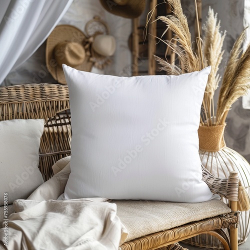 White Throw Pillow Mockup (ID: 755938076)