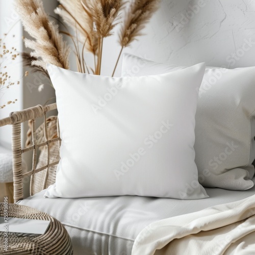 White Throw Pillow Mockup (ID: 755938096)