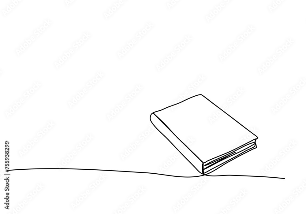 Book. One line drawing vector illustration. Book. One line drawing vector illustration.