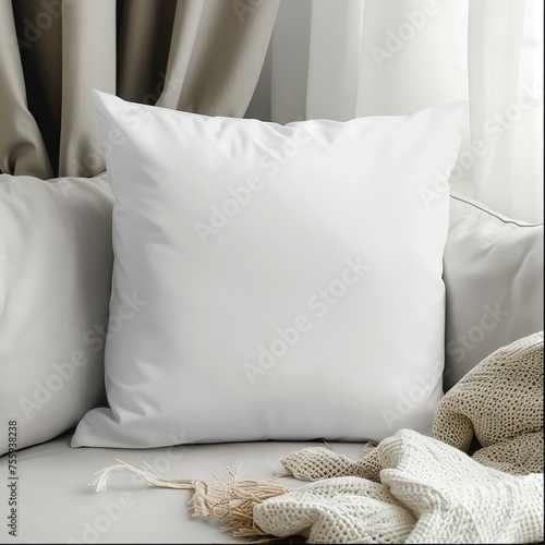 White Throw Pillow Mockup (ID: 755938238)