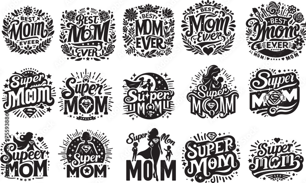 Super Mom typography design.