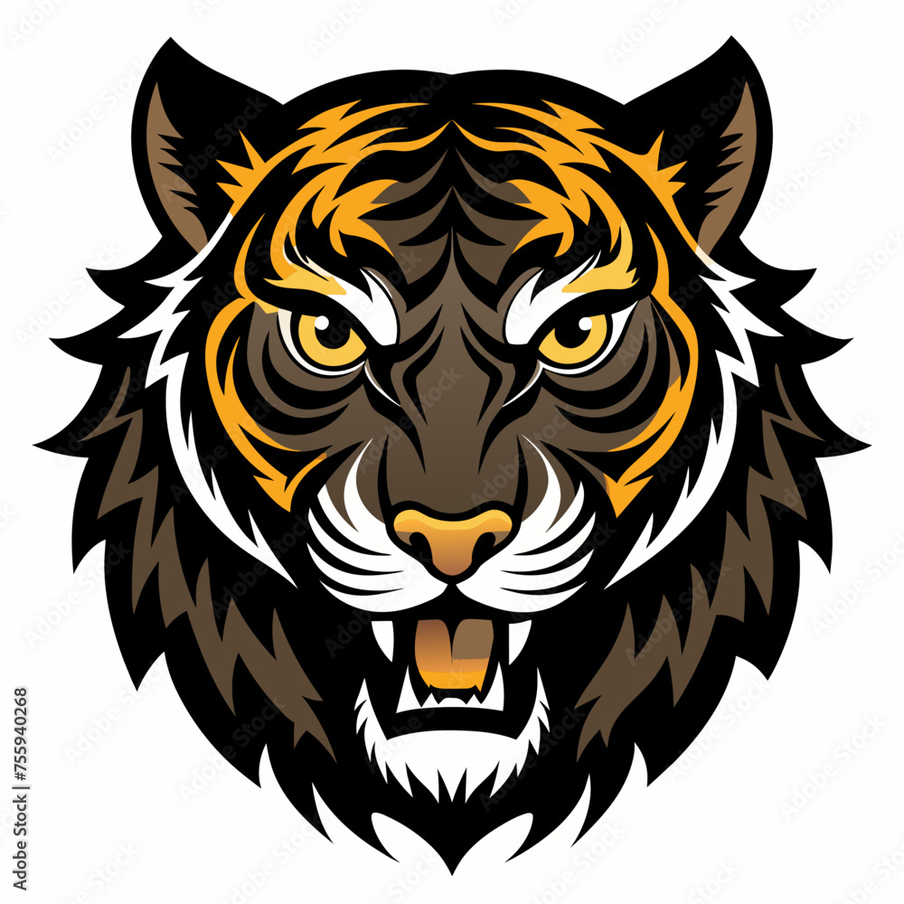 Tiger  black  head  vector .