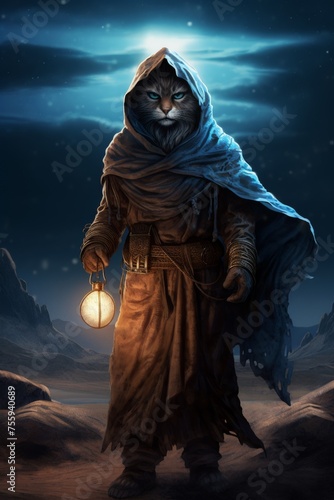 Tarot card The Hermit. Modern tarot card design