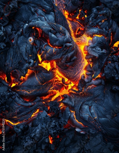 Molten Lava Flowing Close Up