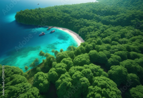 Aerial  Perspective  Lush  Green  Forest  air  Meeting  area  ecosystem  water  Tranquil  Blue  Highlighting  view  ground  Land  Peaceful  Scenery  Nature  Landscape