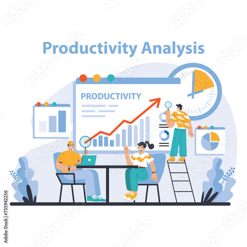 Productivity boosting concept. Flat vector illustration