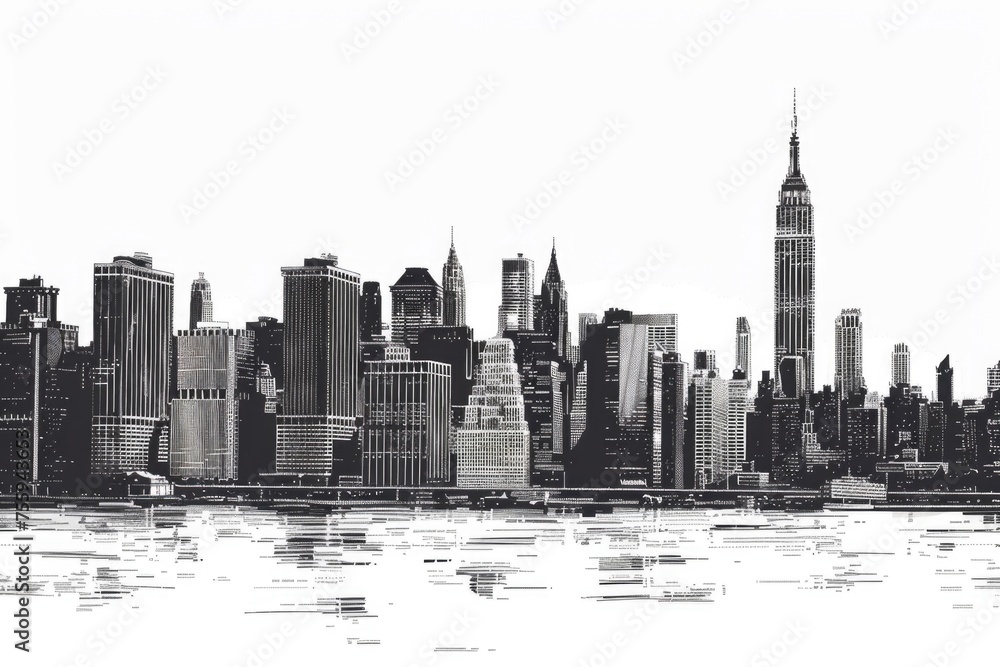 Fototapeta premium A stunning black and white photo of a city skyline. Perfect for urban-themed projects.