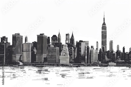 A stunning black and white photo of a city skyline. Perfect for urban-themed projects.