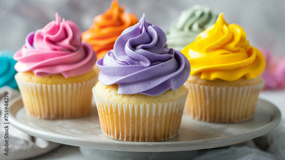 Cupcakes with different colored frosting