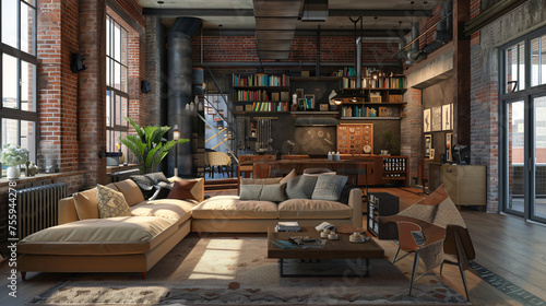 Industrial Chic: beauty of industrial design infused with chic sophistication. Dive into urban-inspired spaces, exposed brick walls, and sleek metal accents that redefine modern industrial aesthetics