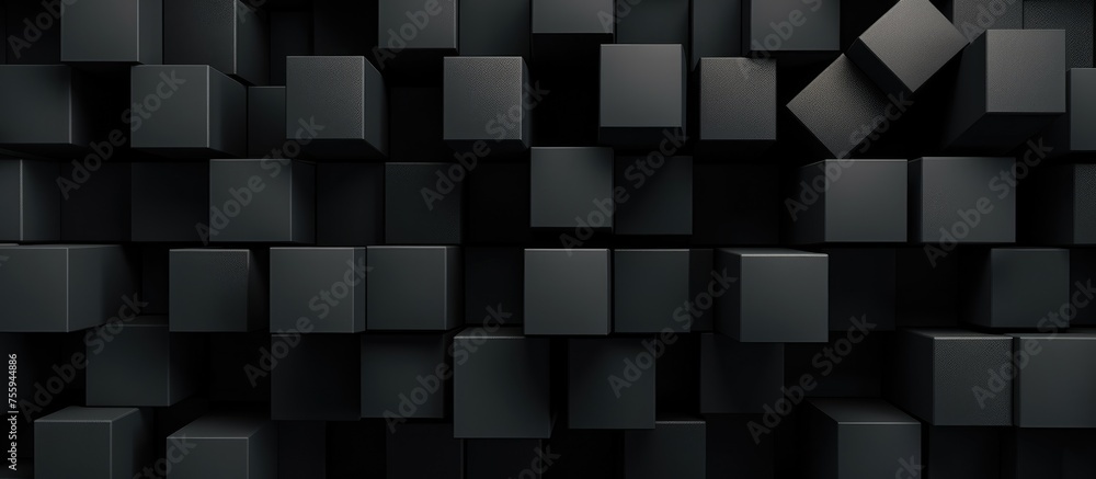 Black geometric cube pattern without seams Black geometric cube pattern without seams