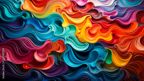 Abstract Colorful Paint Background. Color Waves Backdrop. Generative AI. 