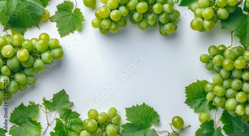 Cluster of Green Grapes on White Surface