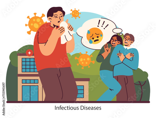 Pandemic Anxiety Illustration. Flat vector illustration.