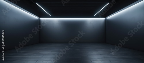 Empty black gradient studio room for product advertising.