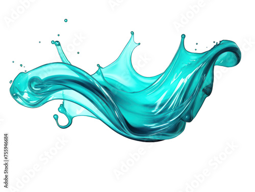 Blue liquid wave water isolated on transparent background, transparency image, removed background