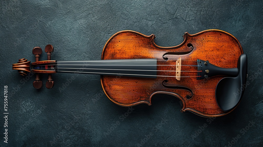 Classical violin on a dark background with copy space Classical violin on a dark background with copy space