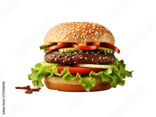 Burger isolated on transparent background  transparency image  removed background