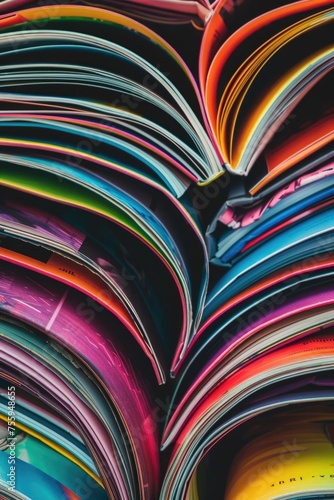 Wallpaper Mural A stack of colorful books piled on top of each other. Perfect for educational and literacy concepts. Torontodigital.ca