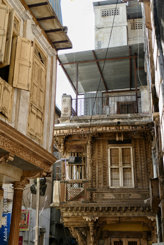 Alleyway in the old town of Ahmedabad, India