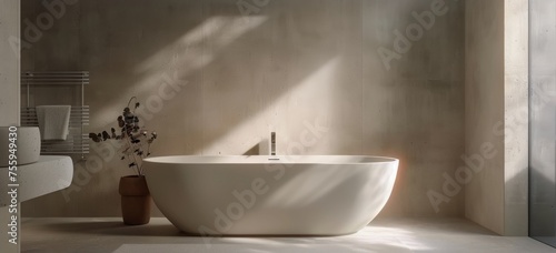 Bathroom With Bathtub and Plant