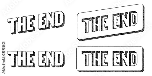Words ‘The End’ written in doodle-style block lettering with three-dimensional shading effect
