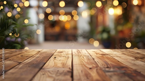 a mockup displayed elegantly on a rustic wooden table, surrounded by soft blur background